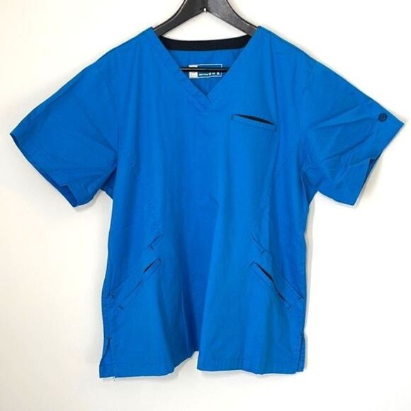 Bio Bring it On Medical Scrub Top. Size XL Blue - Picture 1 of 9